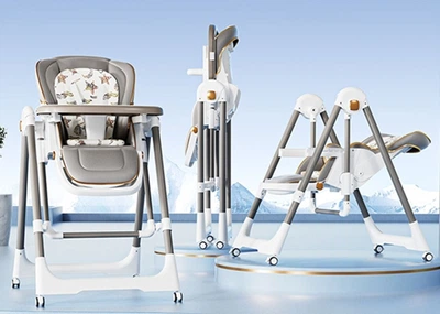Стульчик для кормления Toti (Т-62550) мягкий чехол PU с подушкой, качели, 4 колеса, съемный столик