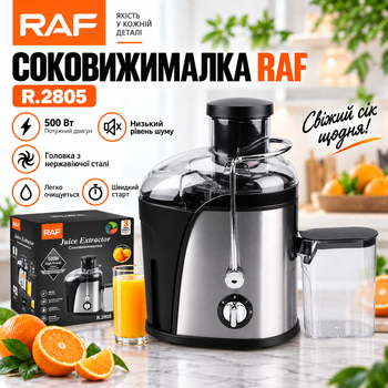 Соковыжималка RAF R.2805 500 Вт с широкой горловиной, нержавеющая сталь