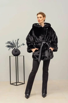 Екошуба зимова двостороння UF-Fashion N83V 44 чорний