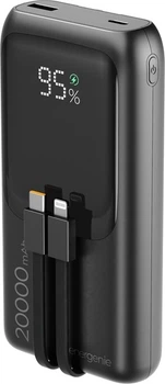 УМБ Gembird Fast charging with integrated cables 20000 mAh 20W Black (PB20-PD20-LCD-01)