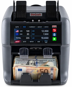 Двухкарманный Сортировщик Банкнот DoCash DC-55V HD 2CIS с двойным CIS-сканированием, проверкой IR/UV/MG и скоростью до 1500