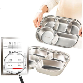 Ланч-бокс MAXCOOK из нержавеющей стали 316L с разделителями, для микроволновой печи, студенческий ланч-бокс с 5 отделениями, без крышки MCFT9040
