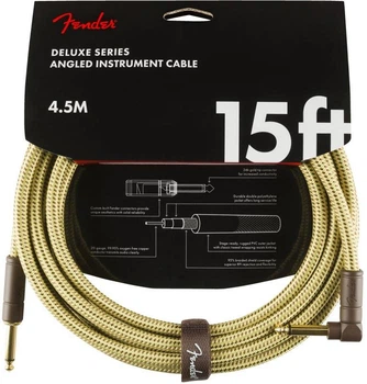 Кабель инструментальный Fender Cable Deluxe Series 15' Angled Tweed