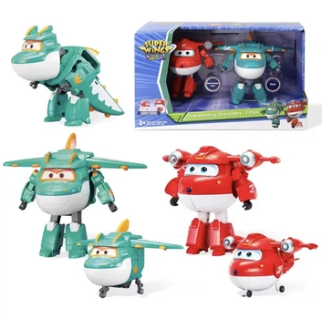 Набор игровых трансформеров Super Wings Transforming Characters - 2 Pack Supercharged Jett (Джетт) & Tino (Тино)