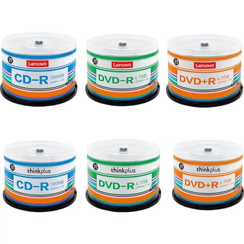 Диски DVD+R Lenovo, скорость 16x, 4,7 ГБ, серия Office, 50 штук в упаковке, чистые оптические диски.