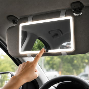 Зеркало с LED подсветкой на козырек автомобиля HB-5 прямоугольное, аккумуляторное автозеркало для макияжа