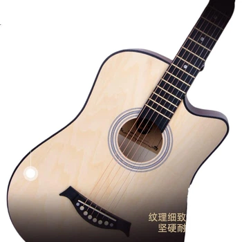 Акустическая гитара Maner Musical Instruments 38 дюймов, для начинающих, в стиле фолк, вестерн, струнный инструмент с полным набором аксессуаров, цвет натурального дерева.