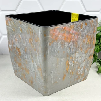 Вазон для квітів Алеана Квадро низький Stone 22×22×21 см срібний опал
