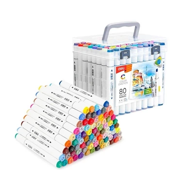 Набір двосторонніх маркерів для скетчингу Deli E70803-80 Color Emotion 80 кольорів