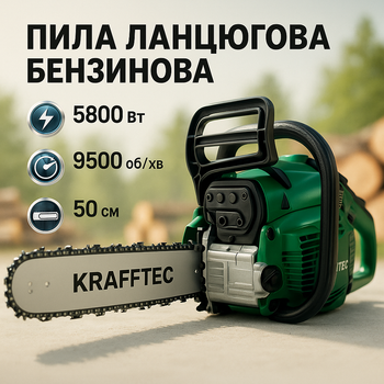 Цепная бензопила с мощностью 7 л. с. KRAFFTEC