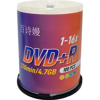 Диски Baishiman DVD+R / Записувані диски, швидкість 16x / 4,7 ГБ чисті диски, записувані диски, оптичні диски, 100 штук у бочці