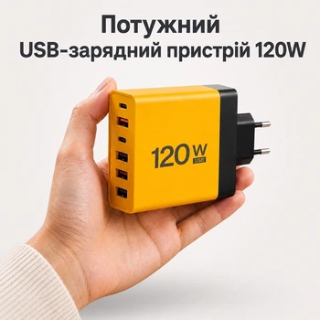 Сетевое зарядное устройство 120W на 6 портов с евровилкой для гаджетов, телефонов, планшетов