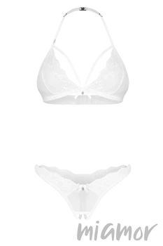 Комплект полупрозрачного белья с двумя видами трусиков Obsessive Weddya XXL/XXXL Белый