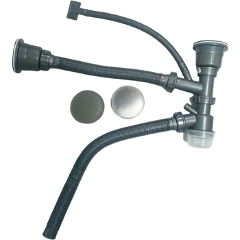 Сифон для кухонного миття подвійний ZERIX SK-06-A 3 1/2"x40 DECOR SS COLOR (колір нержавійка) (ZX6202) ( 19923 )