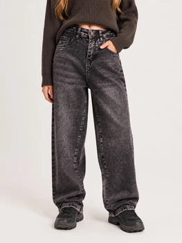Подростковые демисезонные джинсы для девочки Baggy коричневые (N7433-1) 152