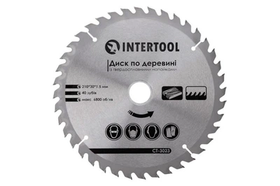 Диск пильний Intertool 210 х 40T х 30 мм (CT-3023)