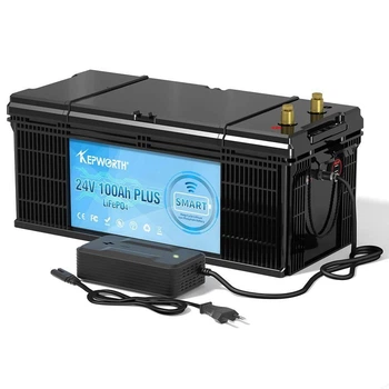 Аккумулятор LifePo4 100Ah 24V 2560Wh Kepworth с Bluetooth для ИБП ( Литий железо фосфатный ) Аккумуляторная батарея BMS (AKKW24V100B)