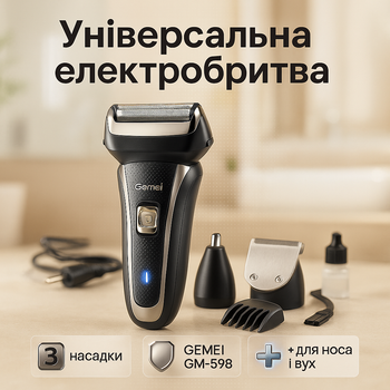 Профессиональная мужская электробритва GEMEI, Мужская аккумуляторная електро бритва EY-81