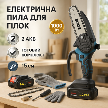 Аккумуляторная Цепная Пила Boxer BX-3307 15см 2 АКБ