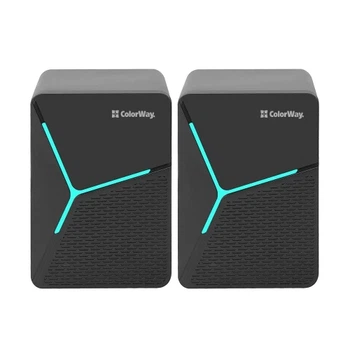 Колонки ColorWay, Black, 2x3 Вт, 3.5 мм, LED підсвічування, живлення від USB, 1.1 м (CW-SPU01BK)