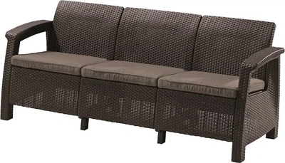 Софа садова Keter Corfu Love Seat Max пластикова 3-місна 182х70х79 см коричнева