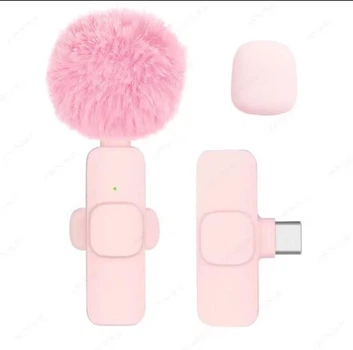 Беспроводной петличный микрофон для смартфона Android Wireless Lavalier Type-C Lightning Розовый