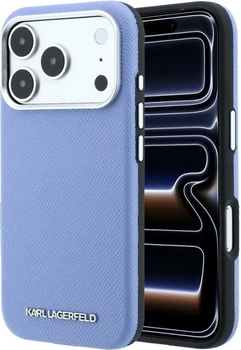 Etui plecki Karl Lagerfeld Grained Choupette Head Metal MagSafe do Apple iPhone 17 Pro / 18 Pro Light Blue (KLHMP18LPSWGKLB)