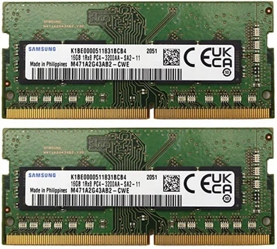 Комплект оперативной памяти для ноутбука Samsung 32GB (2x16GB) DDR4 3200MHz SO-DIMM 1Rx8 (M471A2G43BB2-CWELL)