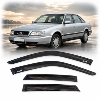 Дефлектори вікон вітровики Audi A6 (C4) Седан 1990-1997 Скотч 3M Voron Glass