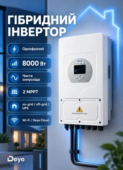 Гибридный однофазный инвертор DEYE SUN-8K-SG05LP1-EU-AM2-P 8KW 48V 2 MPPT 220V WiFi UPS с функцией нулевого экспорта