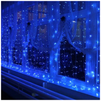 Гирлянда штора светодиодная 3x1,5м 240LED 8 режимов прозрачный шнур для интерьера SQ-25544