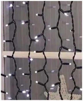 Гирлянда штора уличная 3x2м 300 LED черный каучук IP65 для освещения помещений и улицы SQ-26940