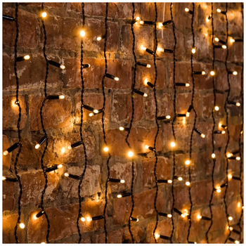Гирлянда штора уличная 3x2м 400 LED черный каучук 8 режимов теплый белый IP44 SQ-26948