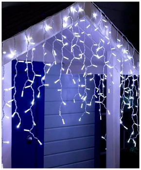 Гирлянда бахрома уличная 3x0.7м 100 LED белый каучук 8 режимов для декора SQ-26910