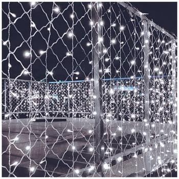 Гирлянда штора уличная 1,8x1,5м 180 LED прозрачный провод каучук статический режим IP44 SQ-26951