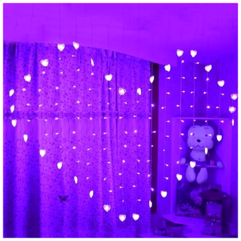 LED гирлянда штора 1,8x1,5м 16 нитей 220В 8 режимов фиолетовая для романтического декора SQ-27483
