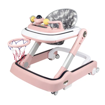 Детские ходунки Kidoro LH-803 Pink с функцией «Первые шаги», музыкальной панелью, подсветкой и баскетбольным кольцом