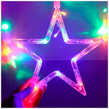 LED гирлянда штора 12 фигурок 3x1м 220В 8 режимов мультиколор для декора интерьера Звезды SQ-27417