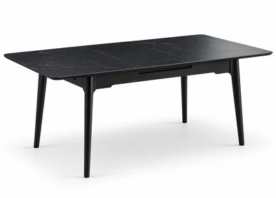 Стол обеденный раскладной BERLIN CERAMIC 111(140)*75 черный мат / черный каркас Intarsio