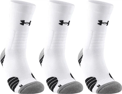 Носки Under Armour мужские баскетбольные с махровой подошвой средней высоты, белые, 3 пары, размер 39-43