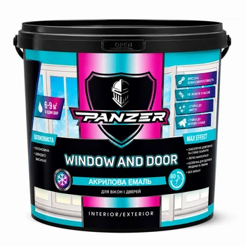 Эмаль акриловая для окон и дверей PANZER Window and Door белая глянцевая 0.75 л