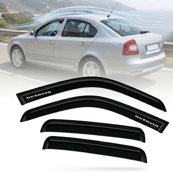Дефлектори вікон вітровики Skoda Octavia A5 Liftback 2004-2013 Скотч 3M Voron Glass