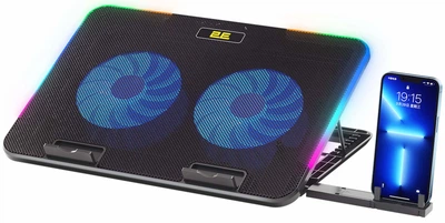 Підставка для ноутбука 2E GAMING CPG-001 V2, до 15.6", 2xUSB-A, phone holder, RGB, чорний