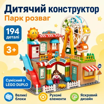 Конструктор дитячий "Будиночок з оглядовим колесом" для хлопчика та дівчинки 194 деталі (FL1115)