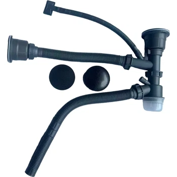 Сифон для кухонной мойки двойной ZERIX SK-06-A 3 1/2 x40, графит