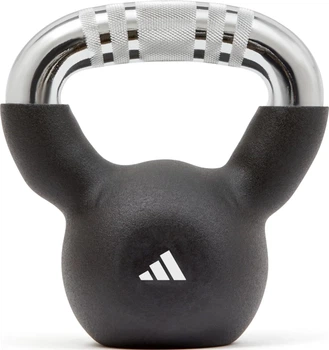 Гиря Adidas Kettlebell 4 кг чугун черная неопреновая с накаткой для лучшего захвата