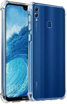 Чехол для Honor 8x прозрачный с бронь углами противоударный (борта выше экрана)