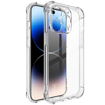 Чехол для Apple iPhone 15 Pro с бронь углами и бортами выше экрана прозрачный с защитой камеры