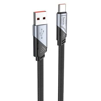 Кабель Hoco U119 Machine USB — Type-C 5A 1.2 м у текстильній оплетці чорний