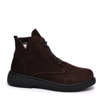 Женские зимние ботинки из натуральной замши ITstyle Коричневый 38 24.5 см (031-АМ)